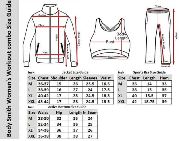 Body Smith Women's Workout Mesh Zipper Combo (Mesh Jacker+Sports Bra+Bottom) - XL, Peach