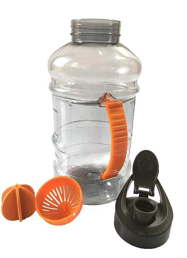 Body Smith 1.5 L Sports Water/Protein Gallon BPA Free Shaker Bottle with Mixer Ball and Strainer (Unbreakable, Freezer Safe) ORG