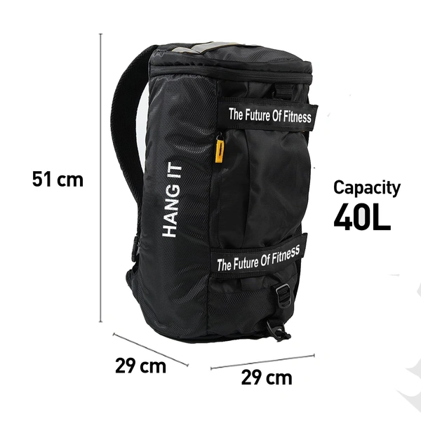 Body Smith Premium Black Hybrid Convertible Gym Cum Travel Bag 40L