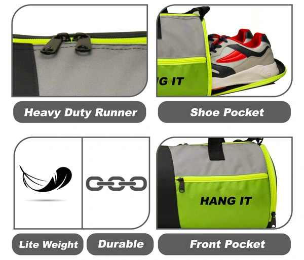 Body Smith Premium Gym Duffle Bag with Shoe Compartment - 30 Liters, Green