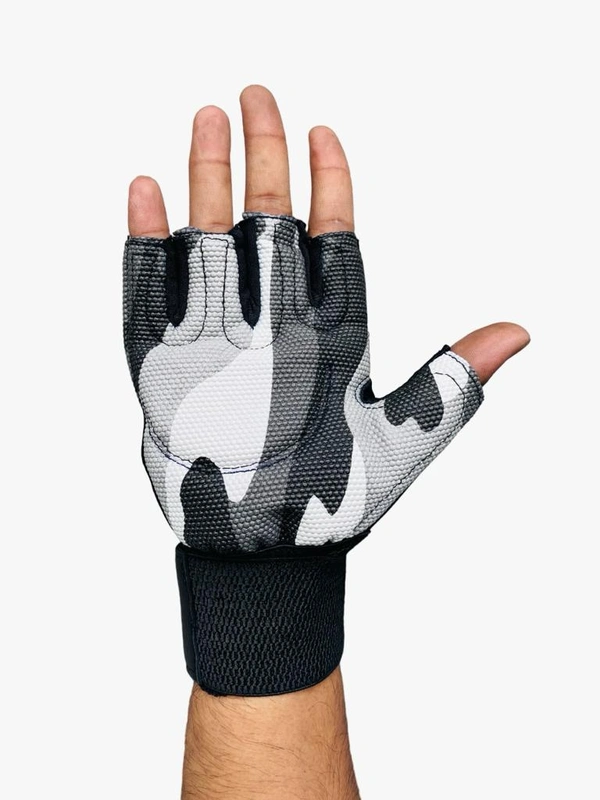 Body Smith Unisex Camo Grey Gym Gloves for with Wrist Support - Gray