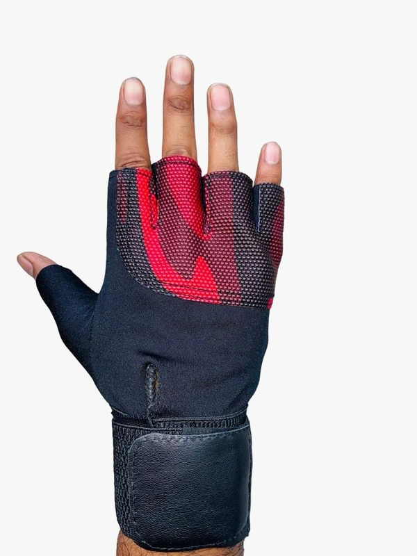 Body Smith Unisex Camo Red Gym Gloves for with Wrist Support - Milano Red