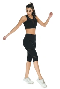 Body Smith Women Active Capri + Crop Top Black Essential Workout Combo - L, Black