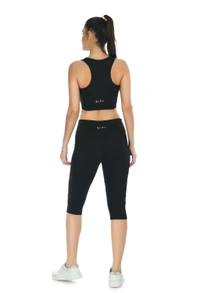 Body Smith Women Active Capri + Crop Top Black Essential Workout Combo - L, Black