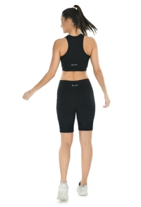 Body Smith Women Active Shorts + Crop Top Black Essential Workout Combo - L, Black