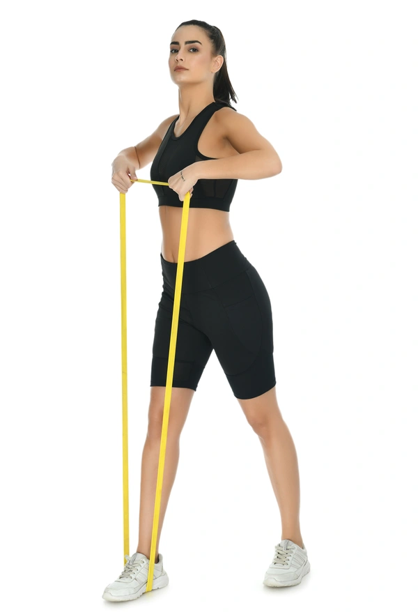 Body Smith Women Active Shorts + Crop Top Black Essential Workout Combo - L, Black