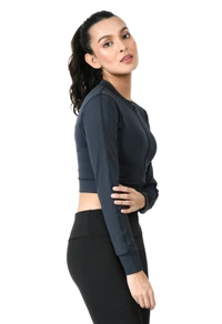 Body Smith Women Active Solid Teal Crop Top - L, Teal