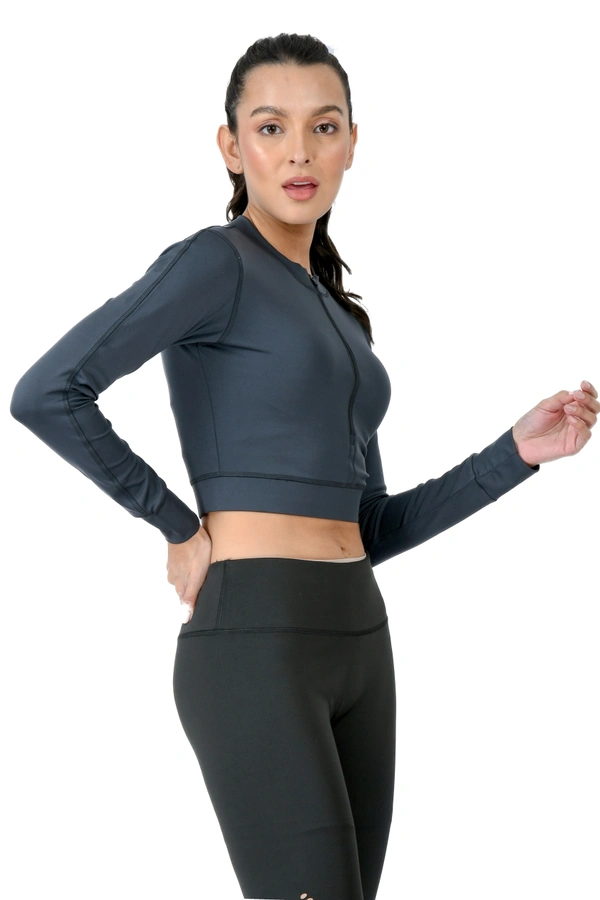 Body Smith Women Active Solid Teal Crop Top - L, Teal
