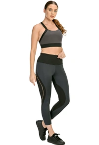 Body Smith Women Active Tights + Cross Fit Bra Workout Combo - L, Black