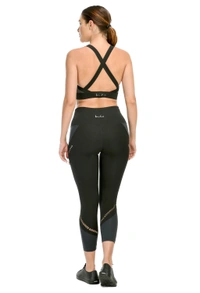 Body Smith Women Active Tights + Cross Fit Bra Workout Combo - L, Black