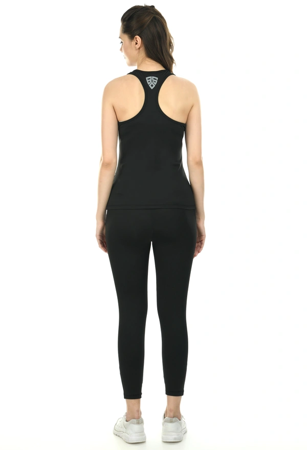 Body Smith Women Active Tights + Tank Top Black Essential Workout Combo - L, Black