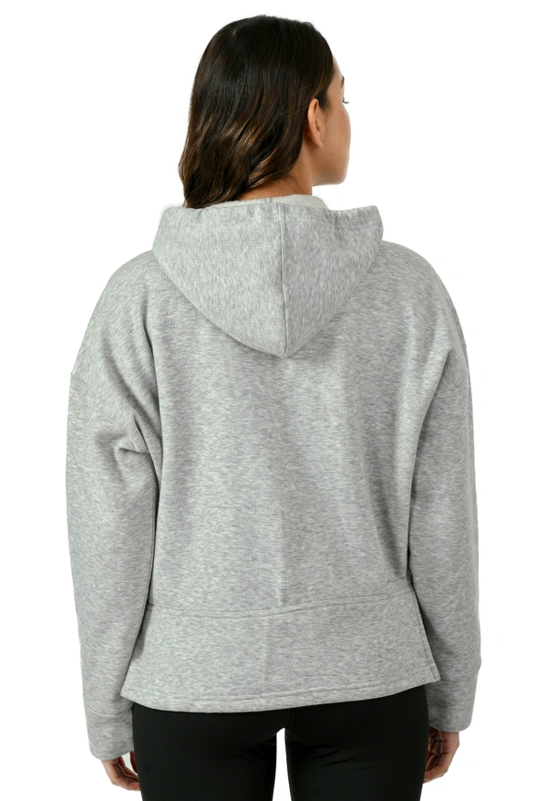 Body Smith Women Oversized Melange Zipper Hoodie - M, Grey