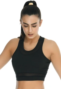Body Smith Women Solid Black Sports Bra - XL, Black