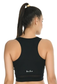 Body Smith Women Solid Black Sports Bra - XL, Black