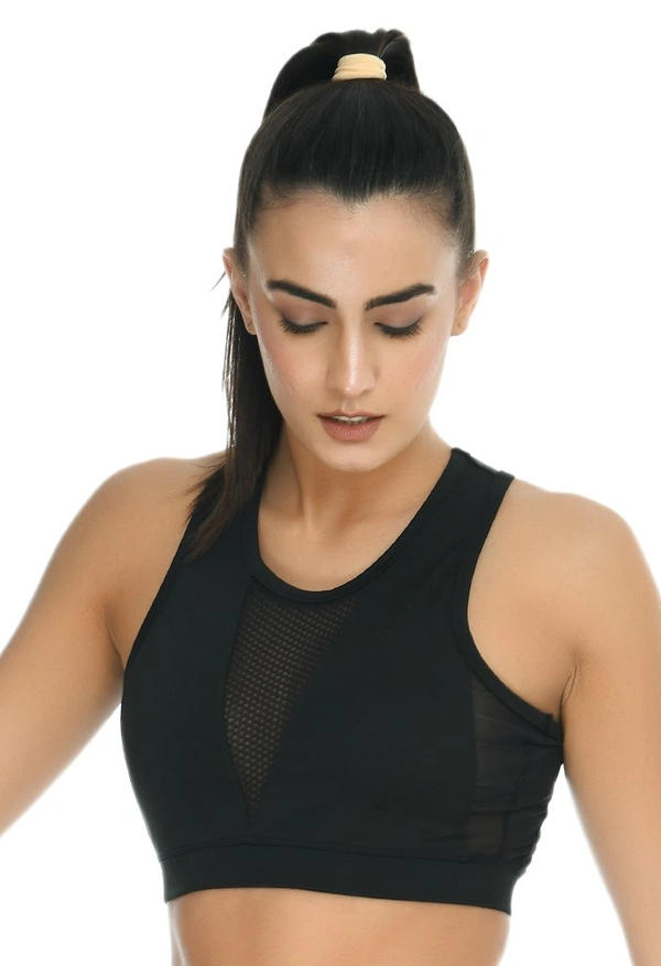 Body Smith Women Solid Black Sports Bra - L, Black