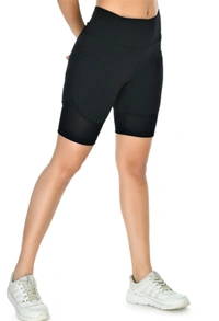 Body Smith Women Solid Black Sports Shorts - XL, Black