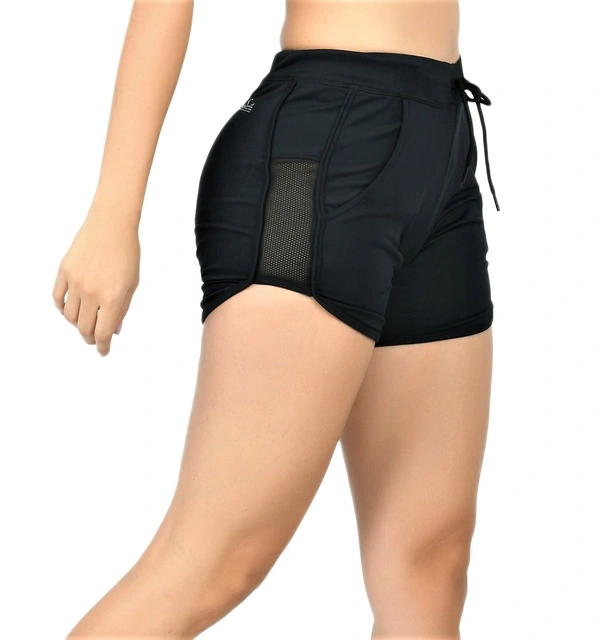 Body Smith Women Solid Black Sports Shorts - XL, Black