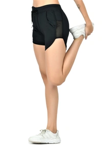 Body Smith Women Solid Black Sports Shorts - XL, Black