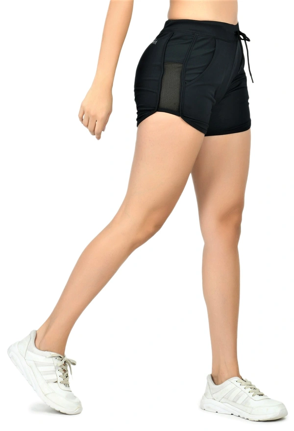 Body Smith Women Solid Black Sports Shorts - XL, Black
