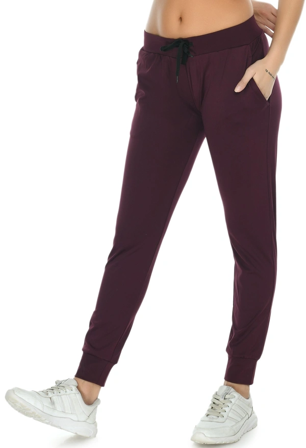 Body Smith Women Solid Maroon Jogger - L, Maroon