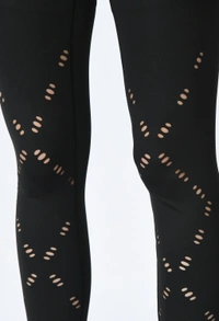 Body Smith Women's Black Active Laser Cut Sports Tights - L, Black