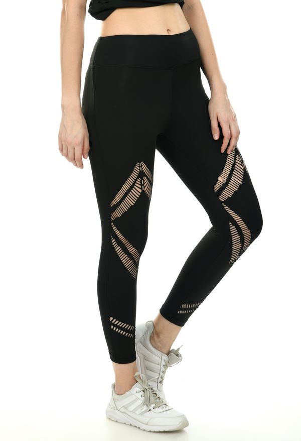 Body Smith Women's Black Active Laser Cut Sports Tights