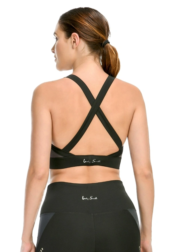Body Smith Women's Cross Fit Teal Sports Bra - XXL, Black