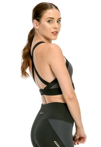 Body Smith Women's Cross Fit Teal Sports Bra - XXL, Black