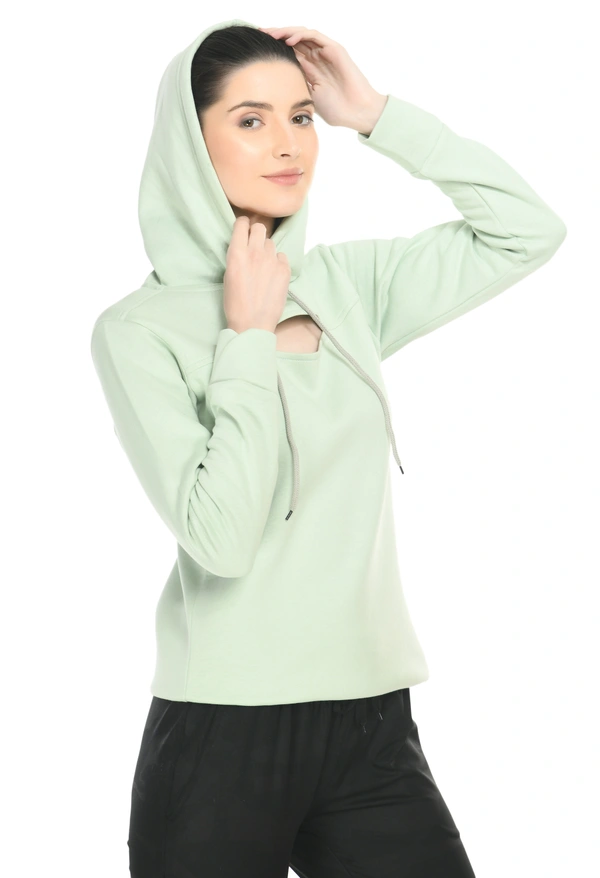 Body Smith Women's Front Slit Relax Hoodie - M, Pastel Green