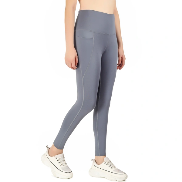 Body Smith Women's Grey Active Sports Tights - Storm Gray