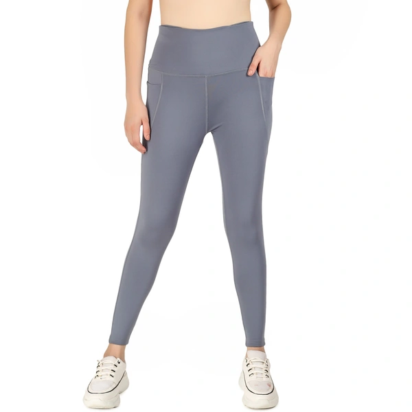 Body Smith Women's Grey Active Sports Tights - Storm Gray