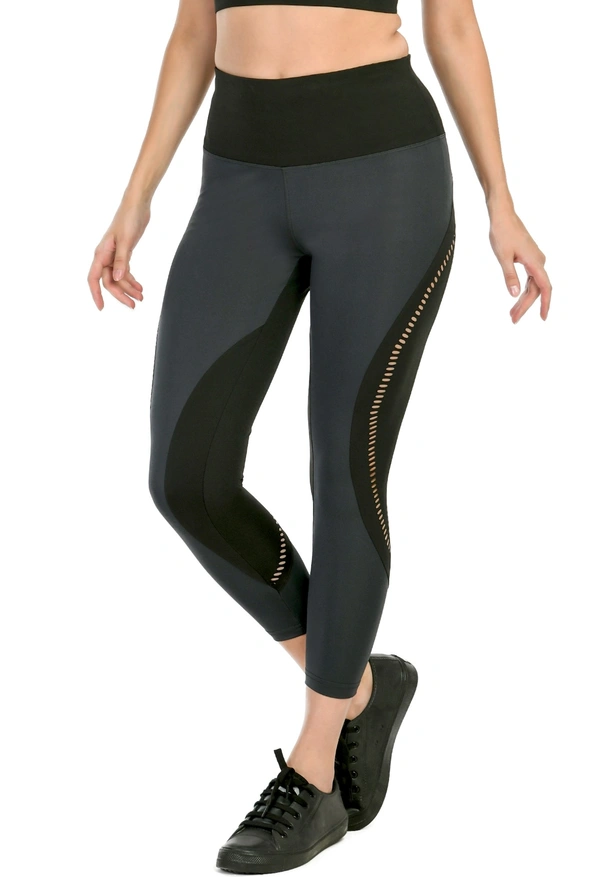 Body Smith Women's Teal Active Laser Cut Sports Tights