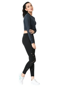 Body Smith Women's Teal Crop Top + Laser Cut Tights Co-ordinates - XXL, Teal