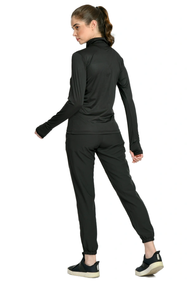 Body Smith Workout Black NS Co-ordinates (Black Zipper Jerseyr+ Black NS Bottom) - M, Black