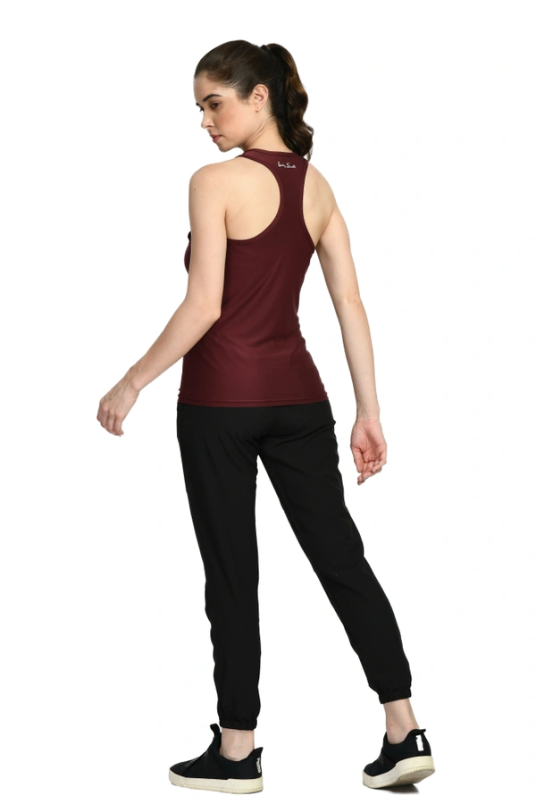 Body Smith Workout Maroon Co-ordinates (Maroon Tank Top + Black NS Bottom) - M, Maroon