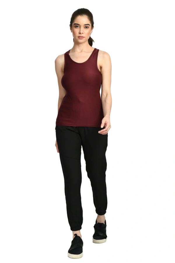 Body Smith Workout Maroon Co-ordinates (Maroon Tank Top + Black NS Bottom) - M, Maroon