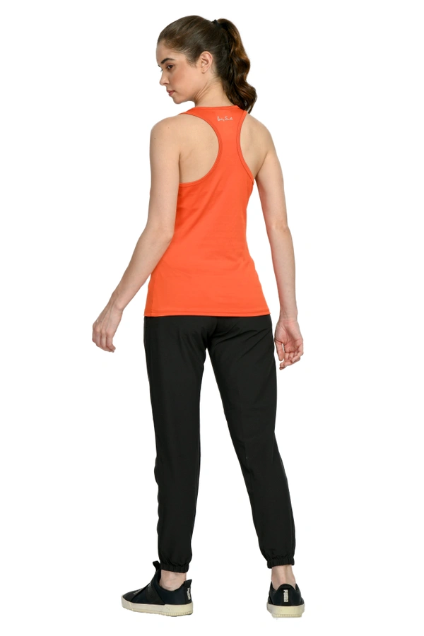 Body Smith Workout Saffron Co-ordinates (Saffron Tank Top + Black NS Bottom) - XL, Saffron