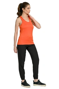 Body Smith Workout Saffron Co-ordinates (Saffron Tank Top + Black NS Bottom) - XL, Saffron