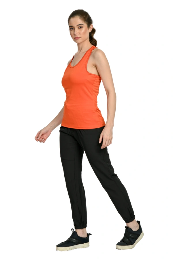 Body Smith Workout Saffron Co-ordinates (Saffron Tank Top + Black NS Bottom) - XL, Saffron