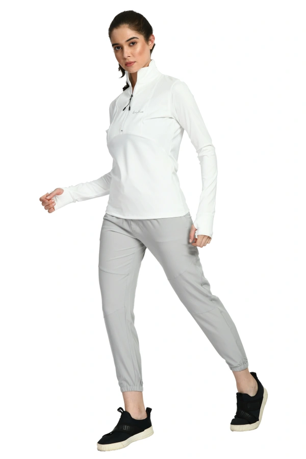 Body Smith Workout White NS Co-ordinates (White Zipper Jerseyr+ Grey NS Bottom)