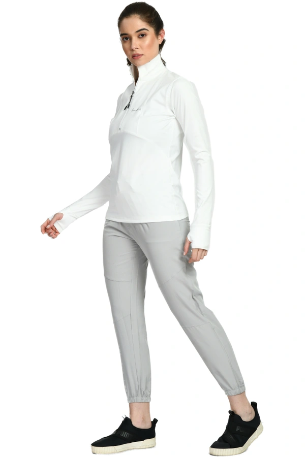 Body Smith Workout White NS Co-ordinates (White Zipper Jerseyr+ Grey NS Bottom) - M, White