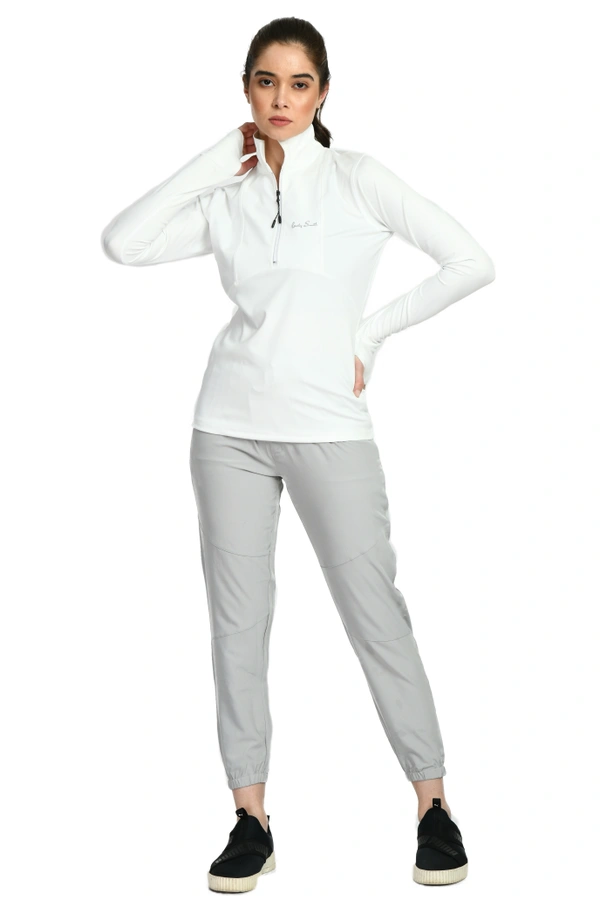 Body Smith Workout White NS Co-ordinates (White Zipper Jerseyr+ Grey NS Bottom) - M, White