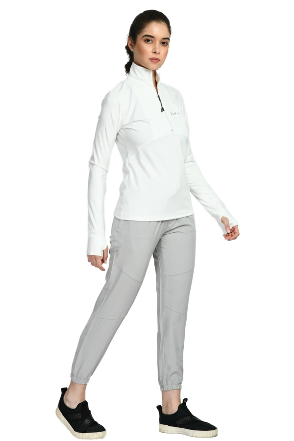 Body Smith Workout White NS Co-ordinates (White Zipper Jerseyr+ Grey NS Bottom) - M, White