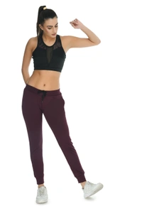 Women Solid Maroon Jogger + Sports Bra Combo - XL, Black