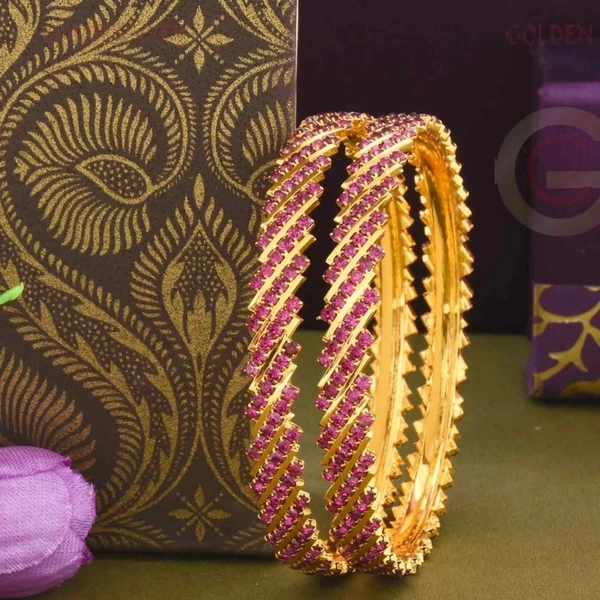 STONE BANGLE PINK - Gold, 2.4;2.6;2.8;2.10