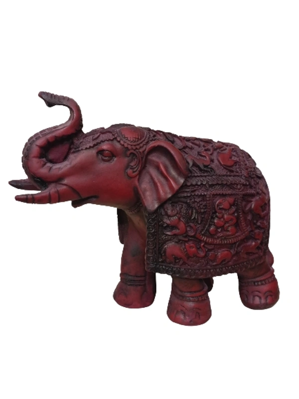 PJH Polyresin Trunk-Up Elephant - Symbol of Good Fortune, Lucky Elephant Figurine . 