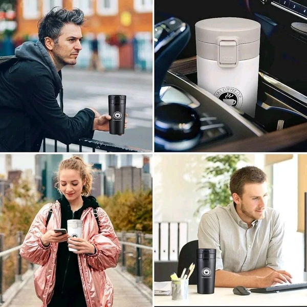 Travel Mug ||  Insulated Coffee Cup with Leakproof Lid,Vacuum Insulation Stainless Steel Reusable for Hot Cold Coffee,Tea, Thermal Mug with Non-Slip (Black, 510 Ml) (Tea Cup)