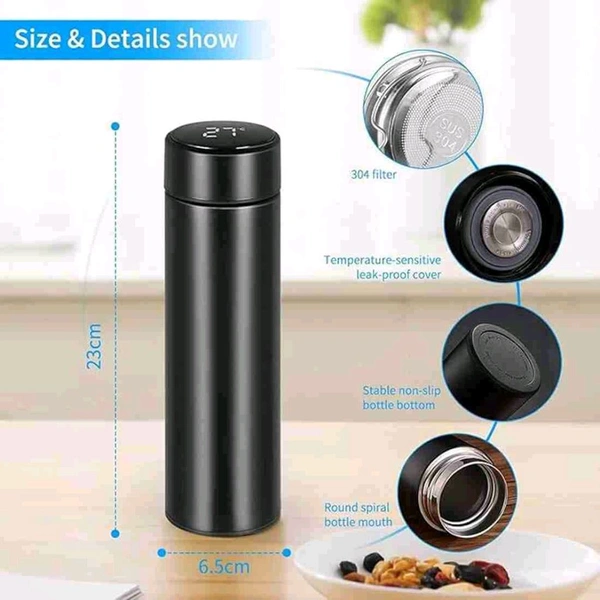 Stainless Steel Vacuum Bottle with LED
Temperature 500 ml Flask (Pack of 1, Black, Steel)