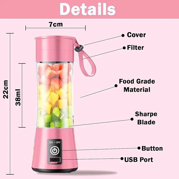 Portable USB Mini Juicer Blender Electric Juicer Bottle Rechargeable Blender Grinder Mixer For Smoothie, Juices, Vegetables and Shakes