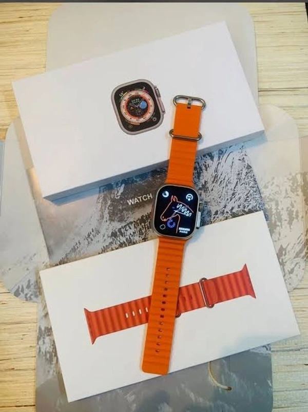 A8 Ultra Smartwatch 49mm(With Logo)||Bluetooth Calling||Compatible With iOS And Android||2 Pair Of Straps In Box||
